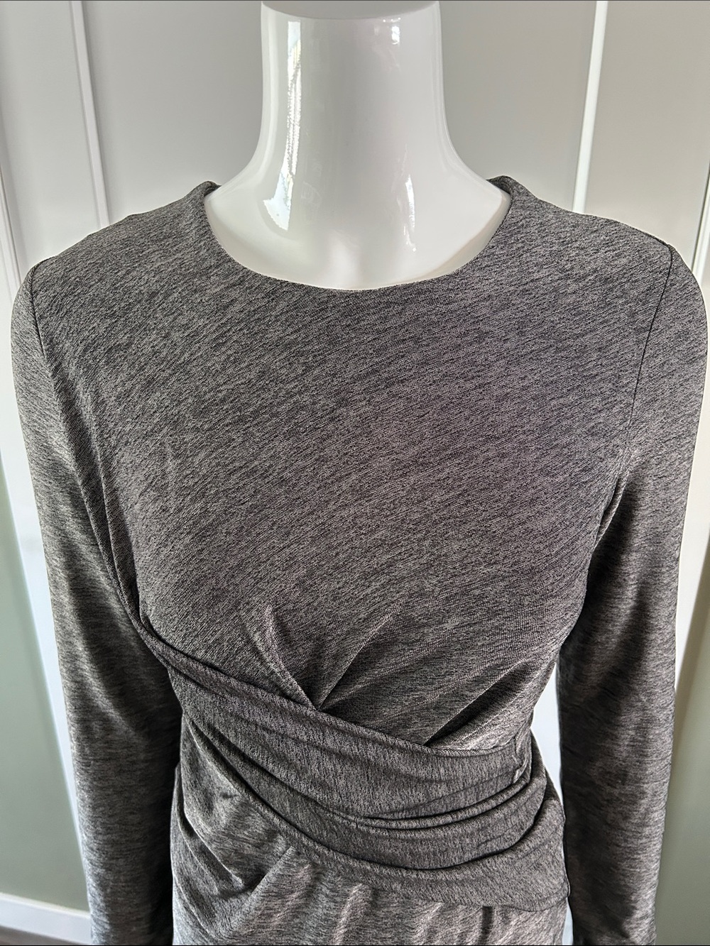 Alexander Wang Draped Wrap Top Gray Long Sleeve Stretch Luxe Sm - Med - Picture 9 of 13
